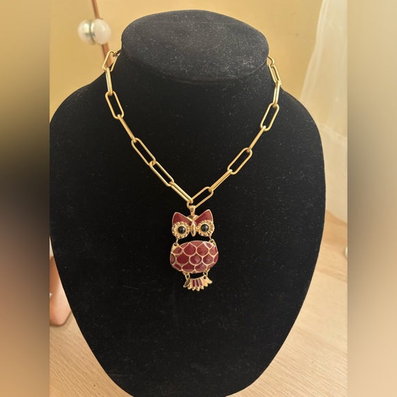 Altar'd State Gold Necklace with burgundy Owl Pendant - Picture 6 of 9
